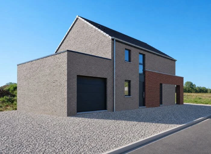 Nieuwe woningen in Courcelles, op het platteland